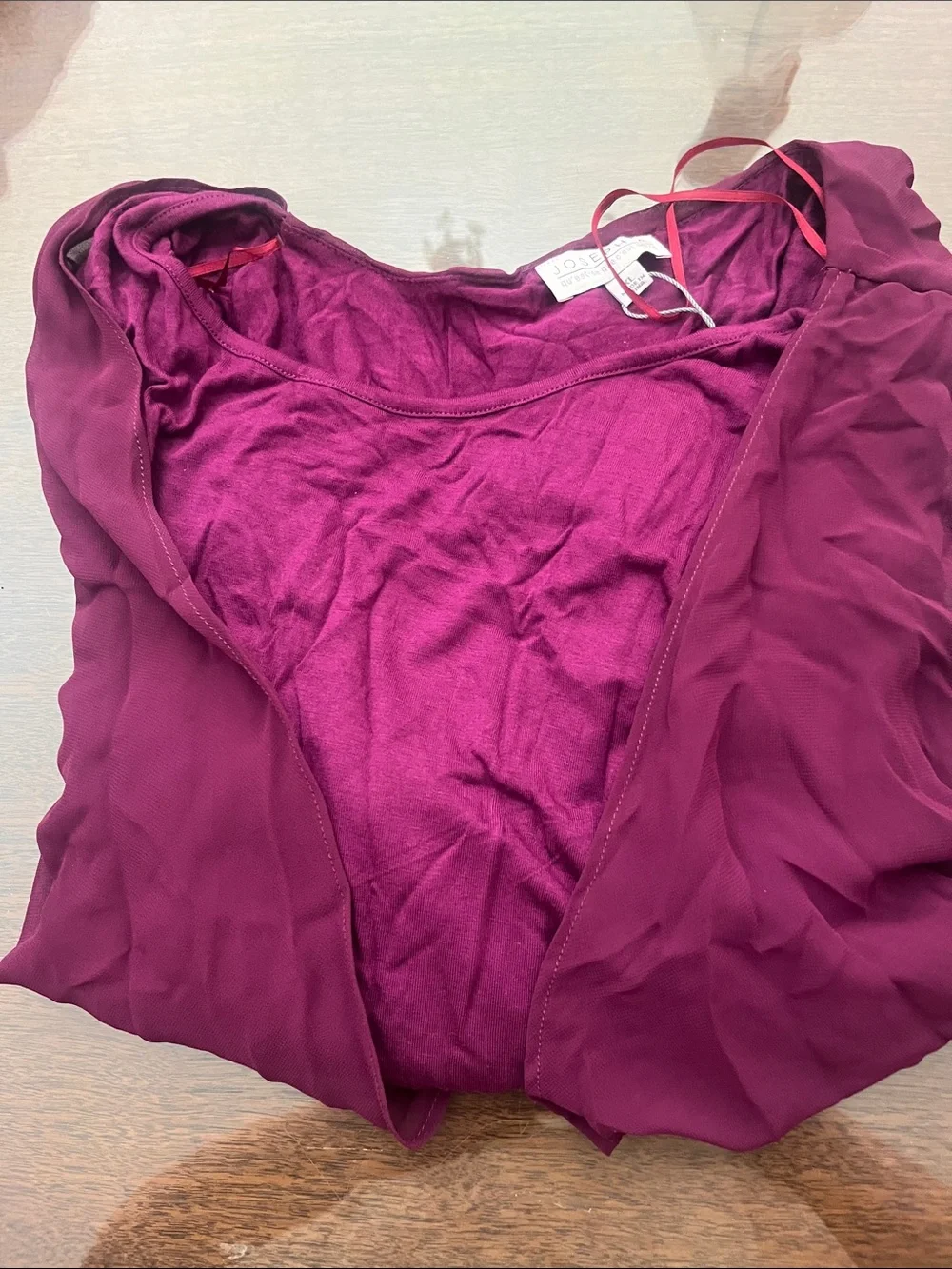 Joseph A Plum Draped V-Neck Blouse